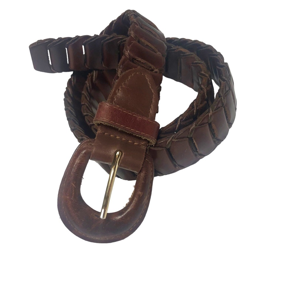 Braided Belt Womens Small Medium Dark Brown Soft Clasped Leather Boho Y2k‎